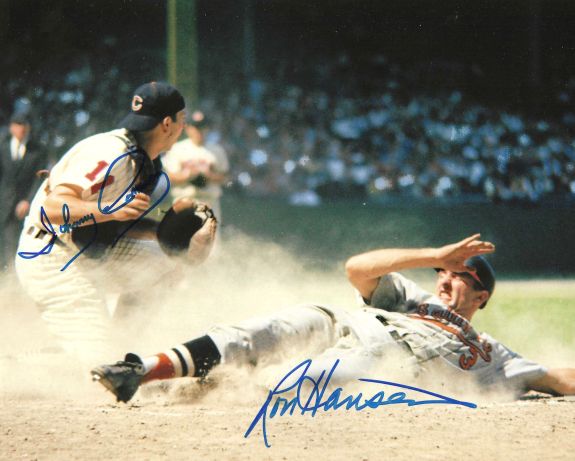 AUTOGRAPHED JOHNNY ROMANO Cleveland Indians and RON HANSEN Baltimore Orioles Photo