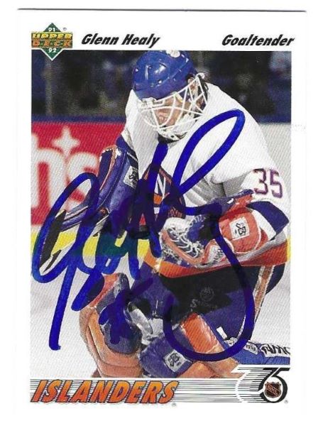 Autographed 1991-92 Upper Deck #224 Glenn Healy New York Islanders Hockey card