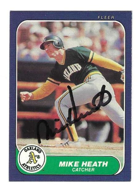 Autographed MIKE HEATH Oakland A's 1986 Fleer Card