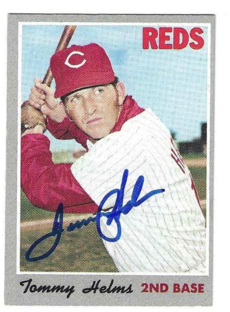 Autographed TOMMY HELMS Cincinnati Reds 1970 Topps  Card