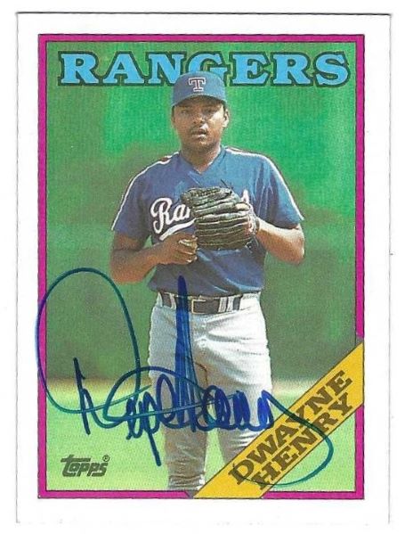 Autographed DWAYNE HENRY Texas Rangers 1988 Topps Card