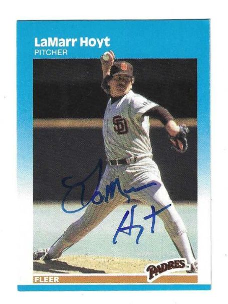 Autographed LAMARR HOYT San Diego Padres 1987 Fleer Card