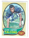Autographed 1970 Claude Humphrey Atlanta Falcons Rookie Card #156