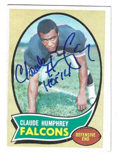 Autographed 1970 Claude Humphrey Atlanta Falcons Rookie Card #156