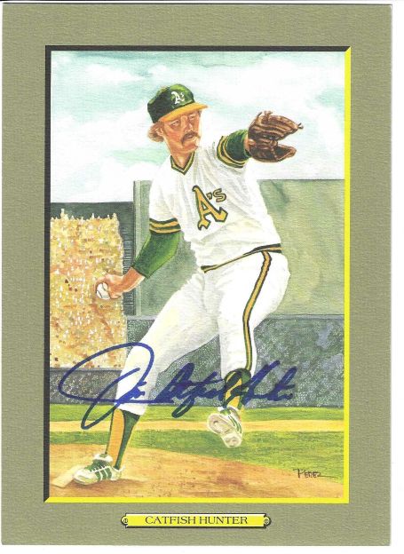 Autographed Perez-Steele GREAT MOMENTS Card Jim "CATFISH" HUNTER