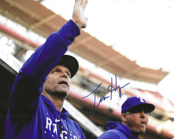 AUTOGRAPHED TIM HYERS 8x10 Texas Rangers photo