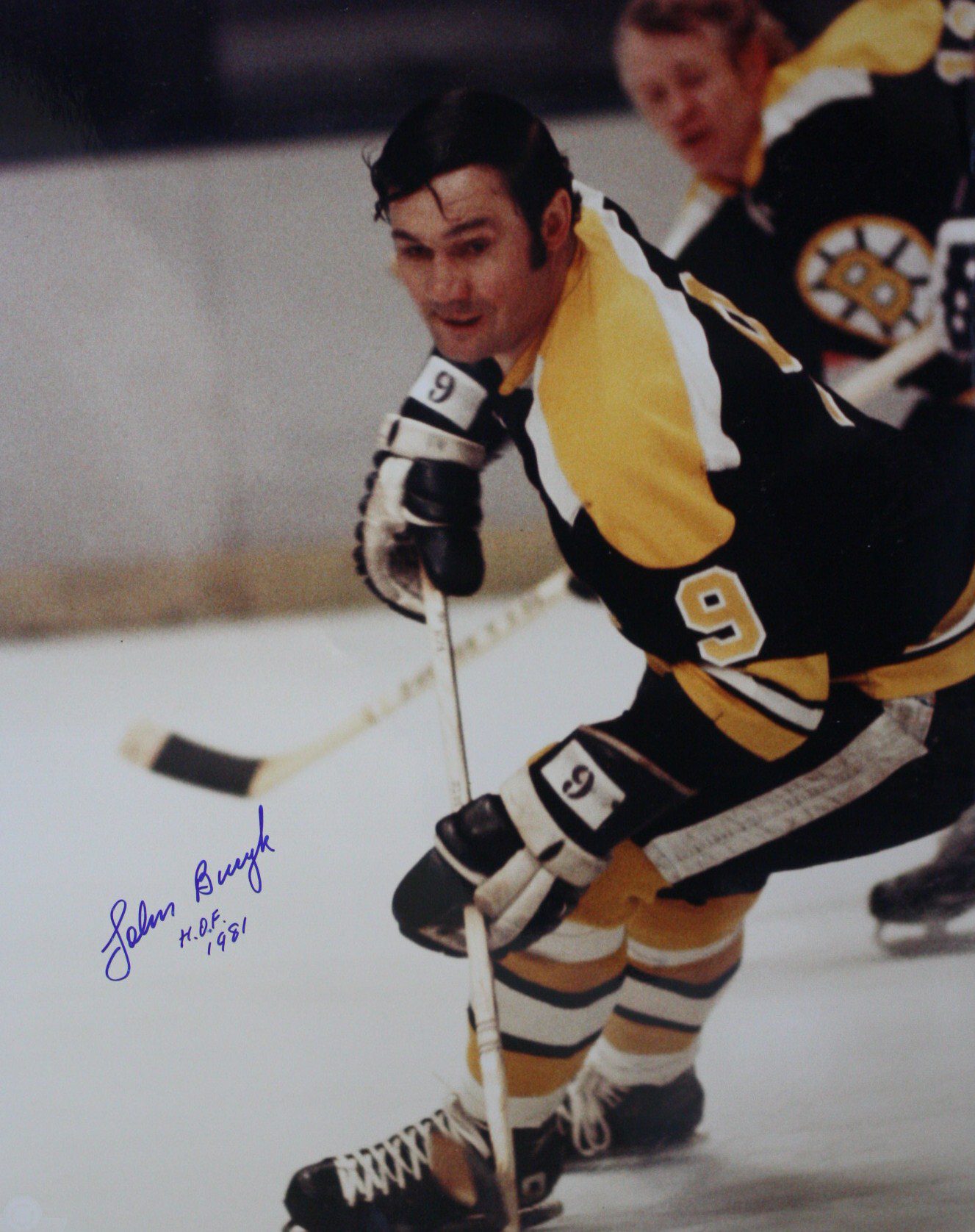 Autographed 16 x 20 JOHN BUCYK Boston Bruins Photo