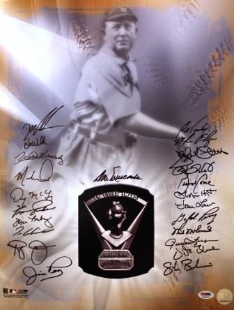 AUTOGRAPHED 16 x 20 Cy Young Award Winners Photo -PSA