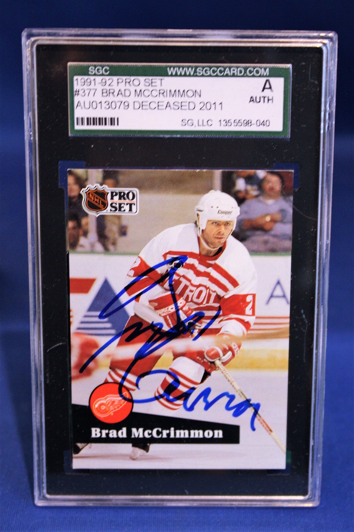 Autographed Brad McCrimmon 1991-92 Pro Set Detroit Red Wing cd #377 SGC Slabbed