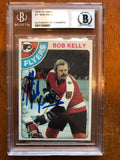 Autographed Bob Kelly1978-79 Philadelphia Flyers Topps card #71 BAS Beckett Slabbed