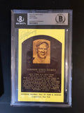Autographed Lefty Gomez Hall of Fame Gold Plaque Beckett Slabbed