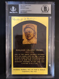 Autographed Burleigh Grimes Hall of Fame Gold Plaque Beckett Slabbed