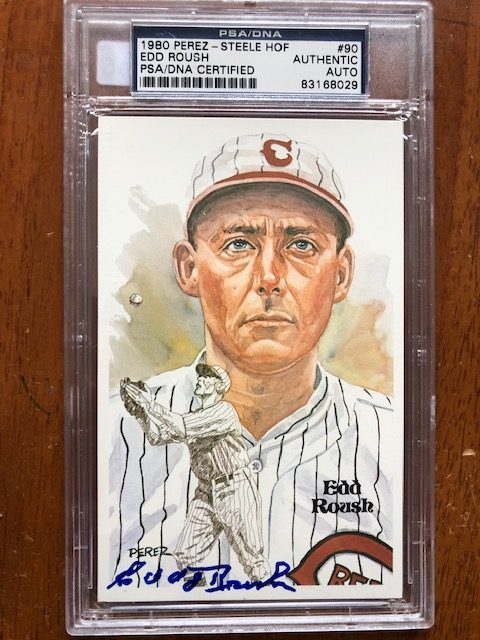 Autographed Edd Rousch Cincinnati Reds Perez-Steele Postcard PSA Slabbed