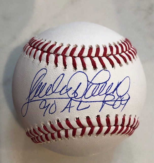 Autographed Sandy Alomar "90 AL ROY "  Rawlings Official Major League Baseball
