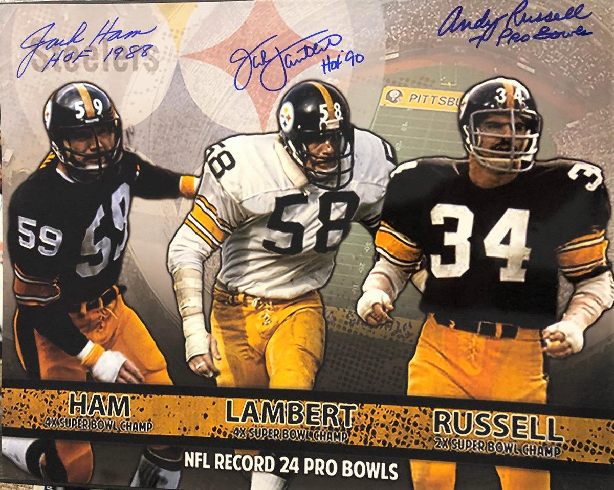 Autographed Jack Lambert , Jack Ham &amp; Andy Russell Pittsburgh Steelers 16x20 photo