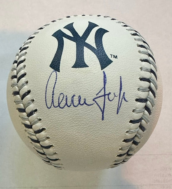 Autographed Aaron Judge Official Yankees Logo Major League Baseball with Fanatics Hologram
