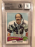 Autographed 1975 Topps Cliff Harris Dallas Cowboys Rookie Card #490 BAS Beckett Slabbed 10