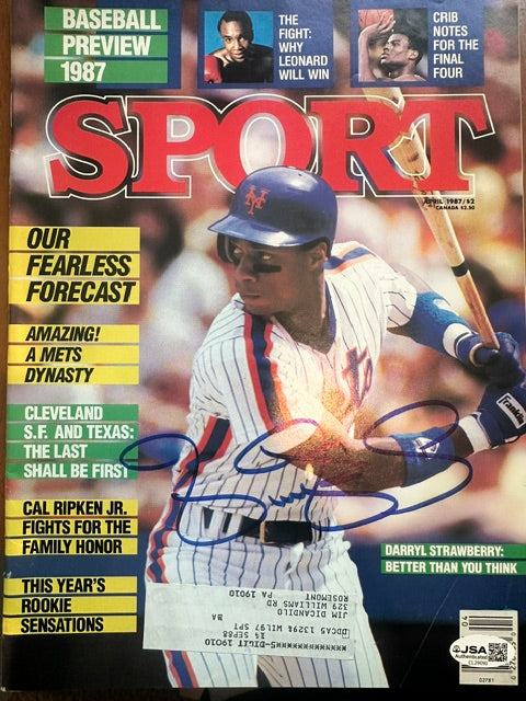 Autographed Darryl Strawberry New York Mets  Sport Magazine 4/87 JSA Authenticated