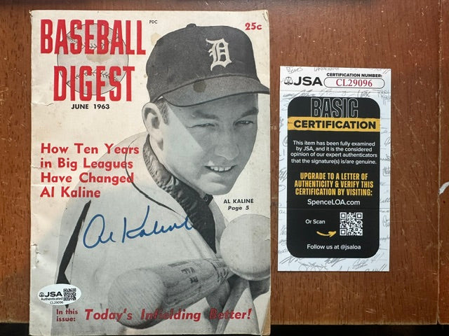 Autographed Al Kaline Detroit Tigers Baseball Digest   - JSA Authenticated