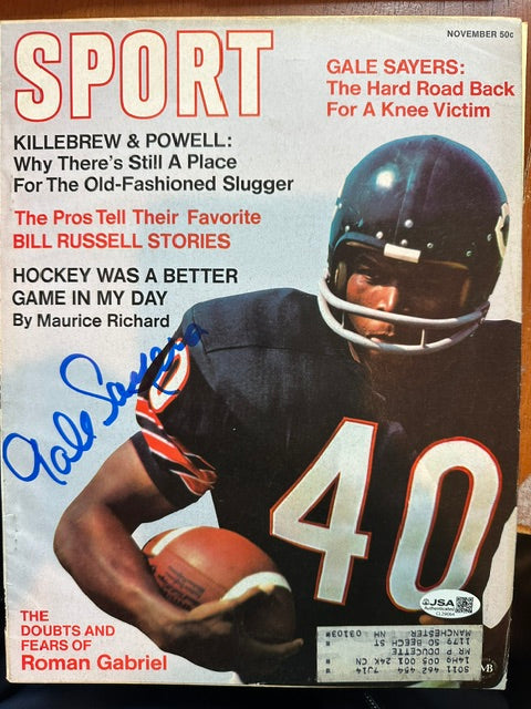 Autographed Gale Sayers Chicago Bears 11/69 Sport Magazine  - JSA Authenticated