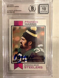 Autographed 1973 Topps FRANCO HARRIS Pittsburgh Steelers Rookie card #89 Beckett Slabbed - 10