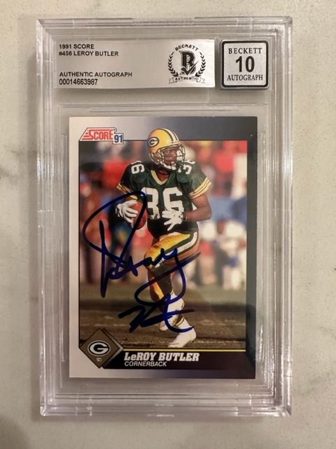 Autographed 1991 Leroy Butler Green Bay Packers Score FB #456 BAS Beckett slabbed