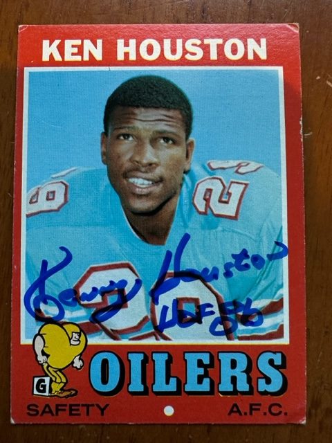 Autographed 1971 Topps Kenny Houston Oilers  Rookie Card #113 w/ COA