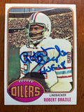 Autographed 1976 Topps Robert Brazile Houston Oilers Rookie Card #424 w/ COA