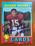 Autographed 1971 Topps Roger Wehrli St. Louis Cardinals Rookie Card #188 w/ COA