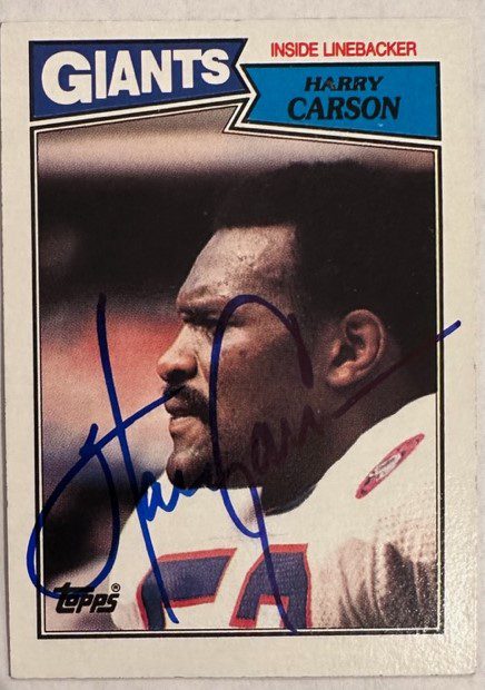 Autographed Harry Carson New York Giants 1987 Topps card #25