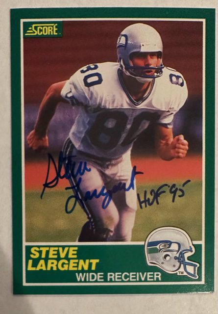 Autographed STEVE LARGENT Seattle Seahawks 1989 Score Football Card  #225