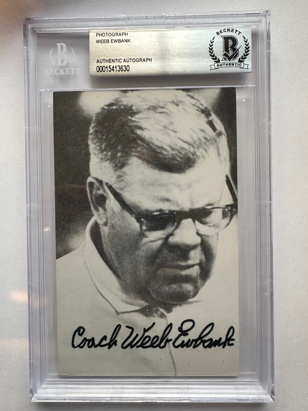 Autographed Weeb Ewbank New York Jets B&W Post Card BAS Beckett Slabbed
