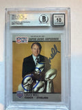 Signed Chuck Noll Pittsburgh Steelers 1990 Pro Set SUPER BOWL Card #29 Becket 10