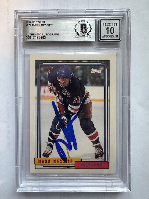 Signed Mark Messier New Yok Rangers 1992-93 Topps card #274  Beckett Slabbed -10