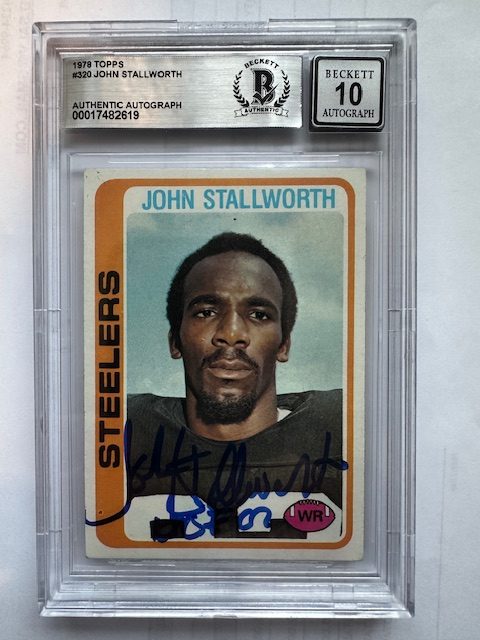 Signed John Stallworth Pittsburgh Steelers 1978 Topps Rookie Card #320  Beckett slabbed. Autograph 10