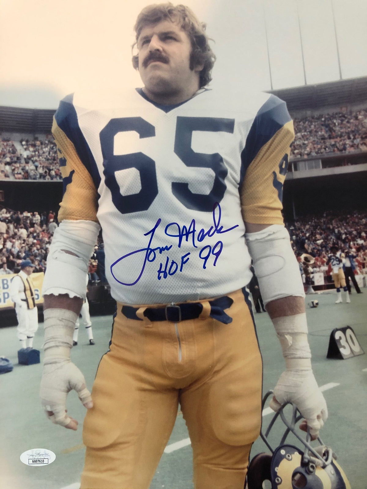 Autographed TOM MACK Los Angeles Rams11x14 Photo with JSA COA