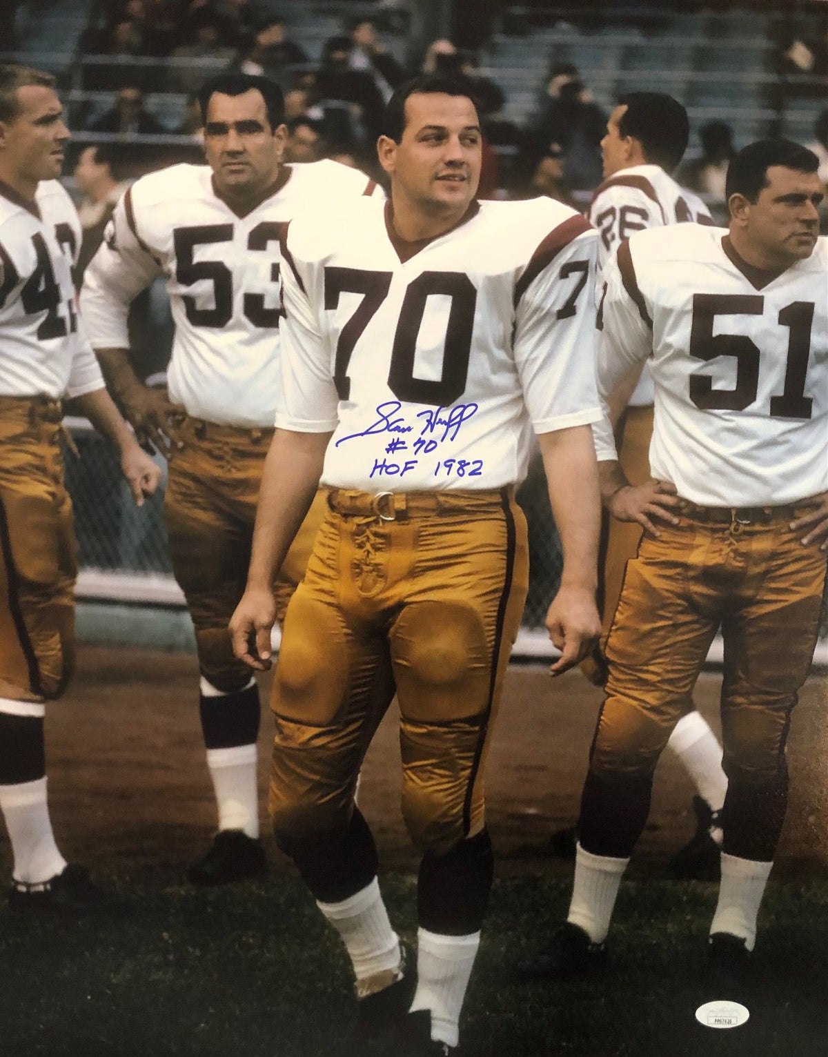 Autographed Sam Huff 16x20 Washington Redskins Photo with JSA COA