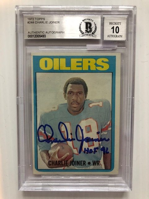 Autographed 1972 Topps Charlie Joiner Houston Oilers Rookie card #244 BAS Beckett Slabbed