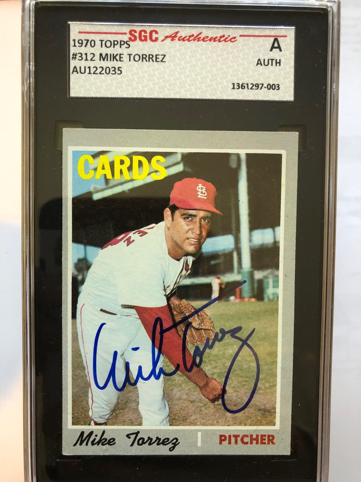 Autographed 1970 Topps Mike Torrez St. Louis Cardinals Card #312 SGC Slabbed