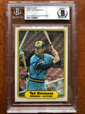 Autographed 1982 Fleer Ted Simmons Milwaukee Brewers  Card #152 Beckett Slabbed