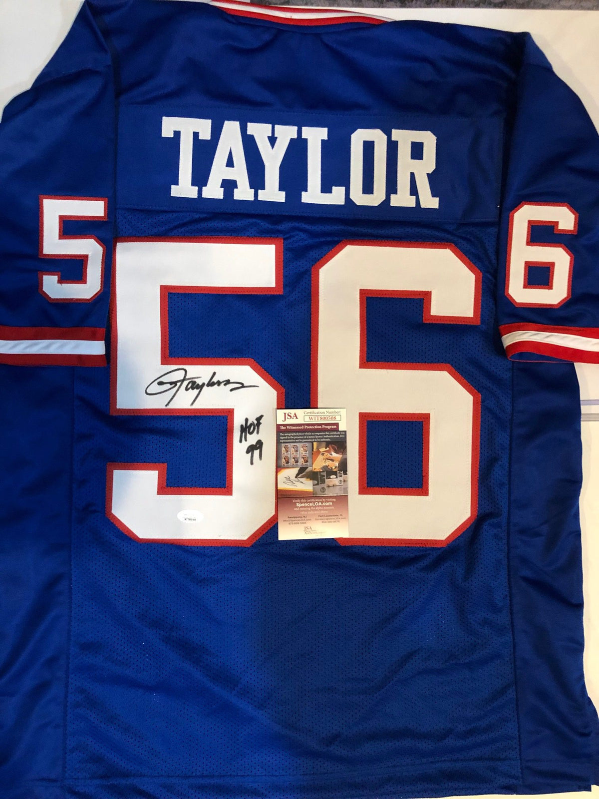 Autographed Lawrence Taylor New York Custom Jersey - with JSA Witness COA