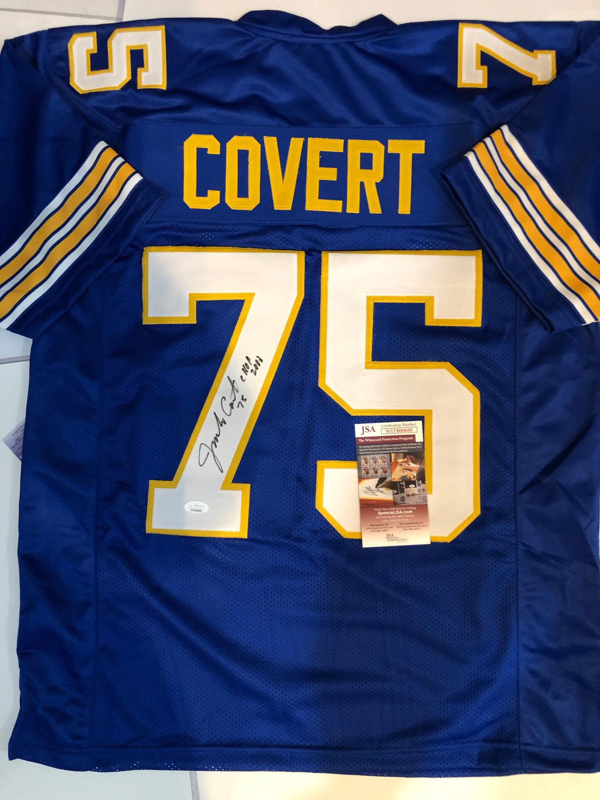 Autographed Jimbo Covert Pitt Panthers Custom Jersey with JSA COA