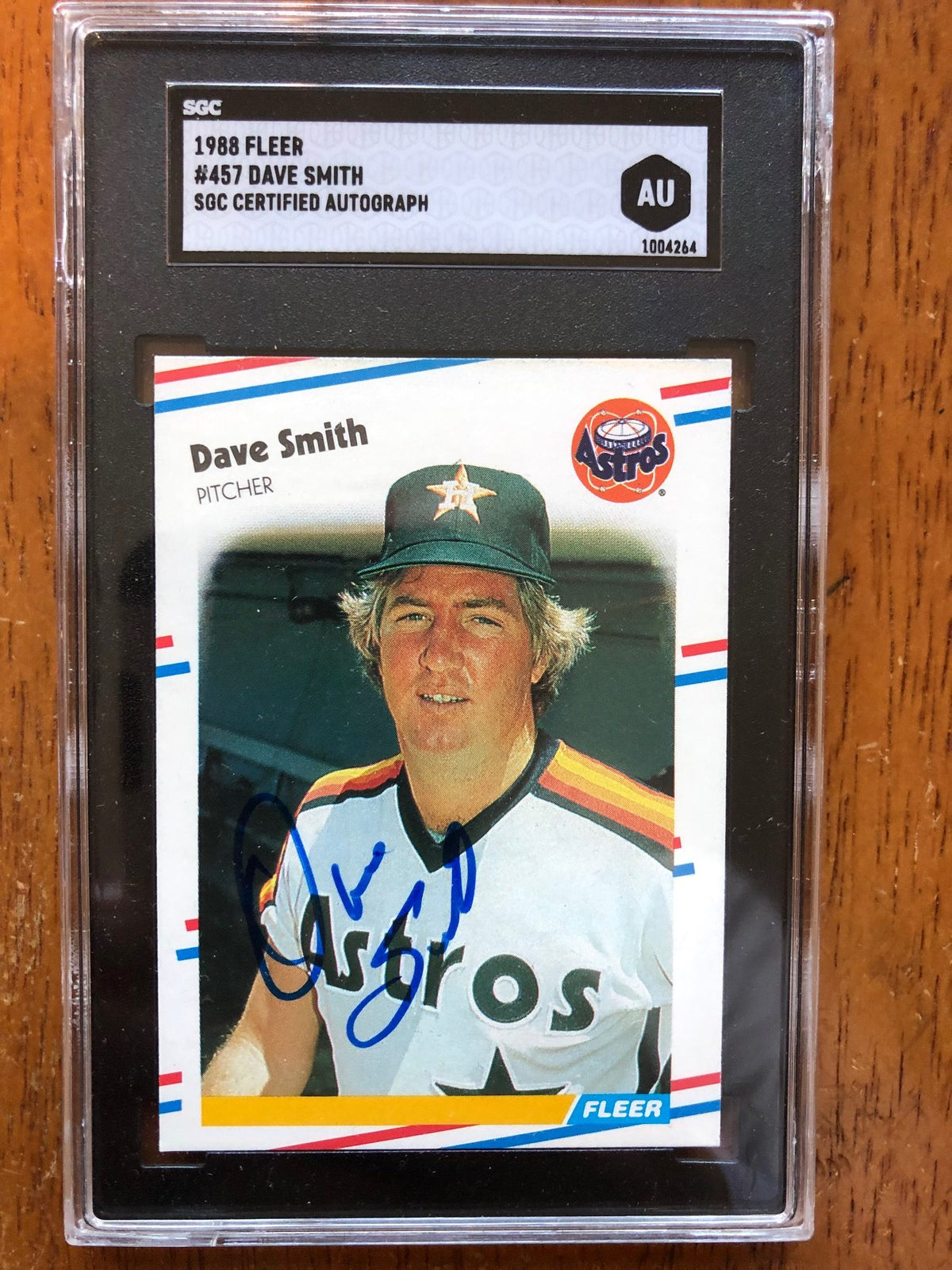 Autographed 1988 Fleer Dave Smith Houston Astros card #457 SGC Slabbed