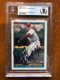 Autographed Darrel Ackerfields Phillies 1991 Topps card #524 Beckett Slabbed