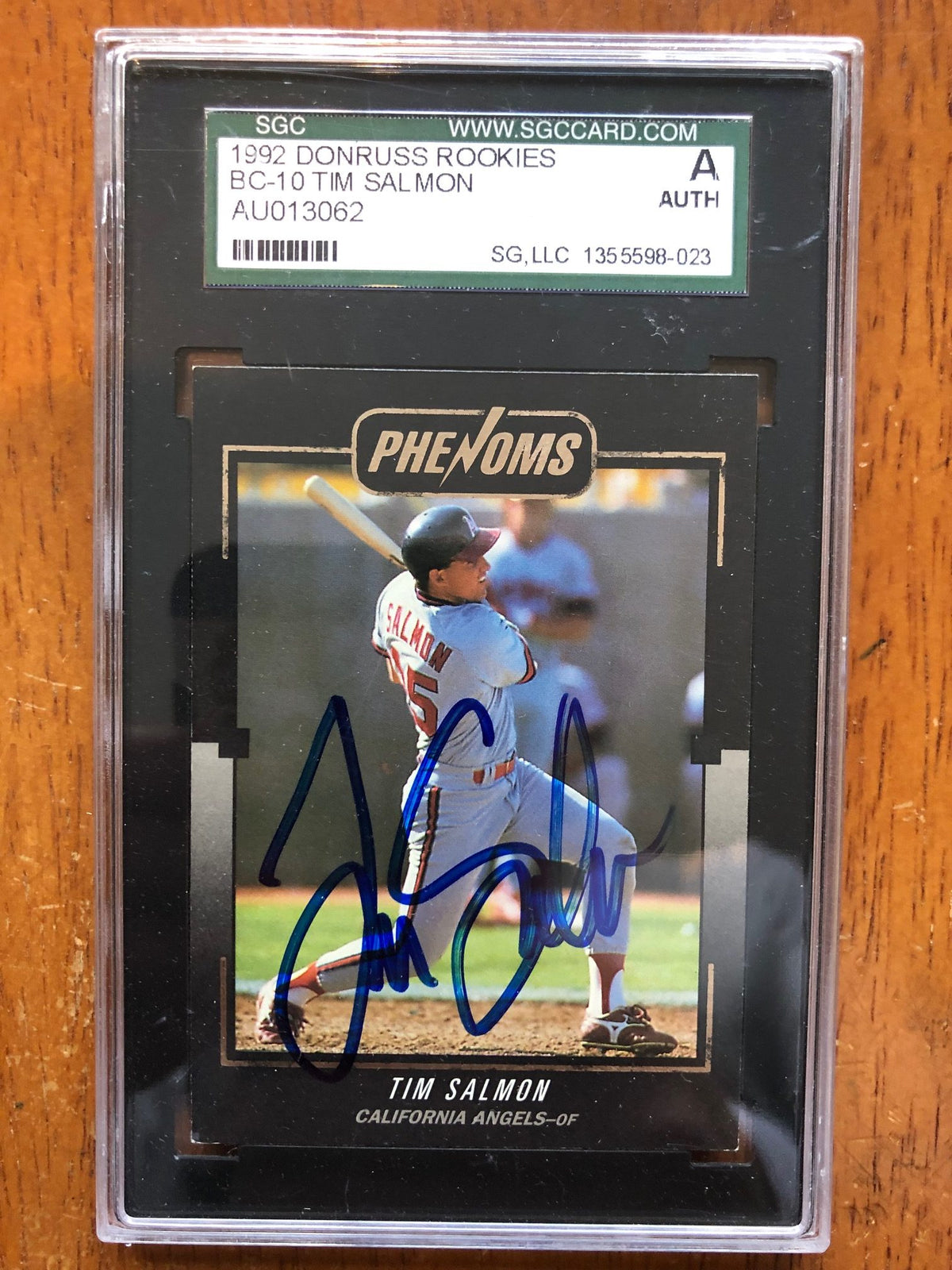 Autographed 1982 Donruss Tim Salmon Angles Rookie card #BC10 SGC Slabbed