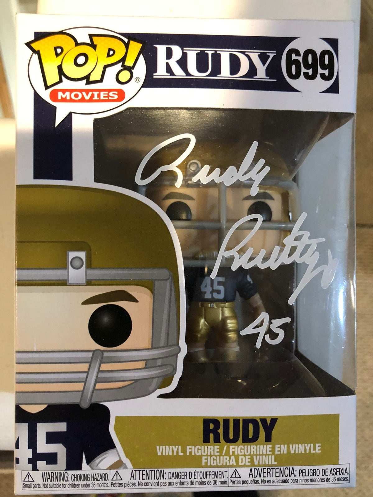 Autographed Rudy Ruettiger Notre Dame Funko Pop