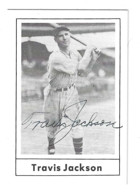 Autographed TRAVIS JACKSON New York Giants 1978 Grand Slam Card