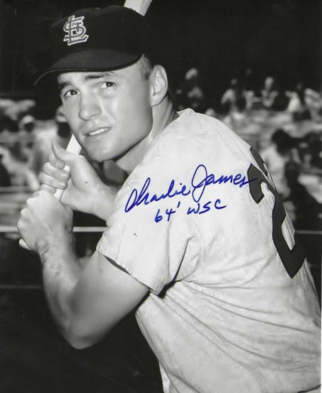 Autographed CHARLIE JAMES "64 WSC" 8x10 St. Louis Cardinals Photo