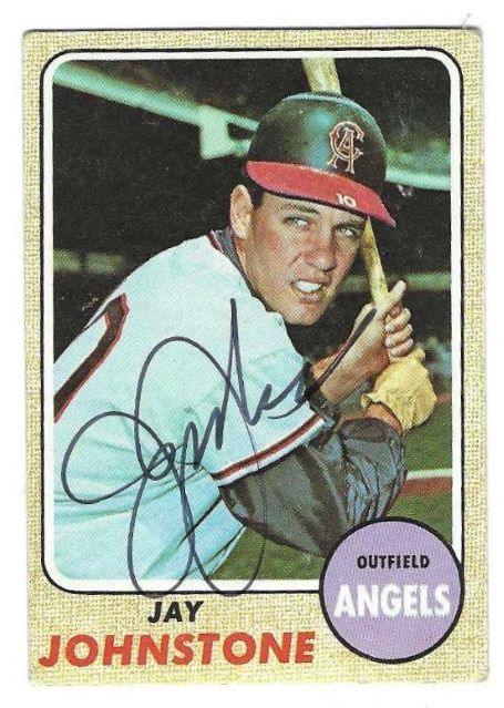 Autographed JAY JOHNSTONE California Angels 1968 Topps card