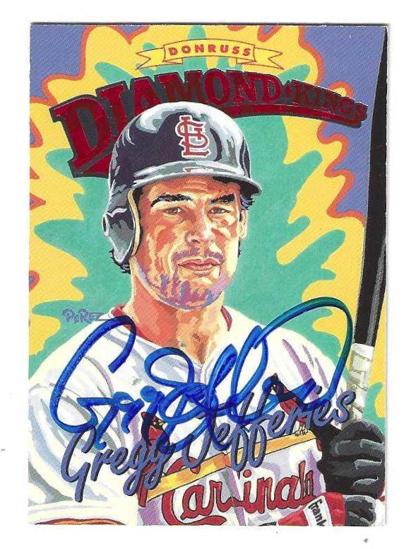Autographed GREGG JEFFERIES St. Louis Cardinals 1994 Donruss Diamond Kings card #DK-21